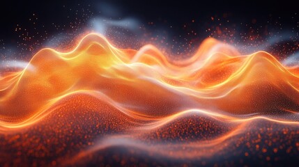 Poster - Orange Hologram Waves - Interference-like ripples in translucent orange, futuristic laser projection effect