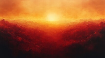 Poster - Sunset Orange Gradient - Smooth ombre transition from deep rust to bright tangerine, cosmic cloud-like softness