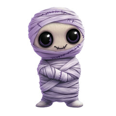 Aufkleber - Adorable Halloween Mummy Character Illustration with Big Eyes and Bandages