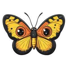 Aufkleber - Delightful yellow butterfly illustration with captivating eye patterns wings