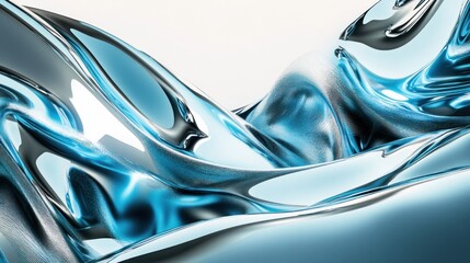 Wall Mural - abstract blue liquid flowing, smooth surface, light background, design element