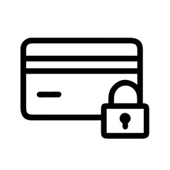 Poster - Line art icon of a credit card with a padlock, symbolizing secure payment. Suitable for finance blogs, e-commerce sites, and security software promotions.