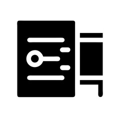 Poster - A solid black icon representing a secure access system, possibly biometric or key-based, for a door or entry point. Suitable for security and technology websites.