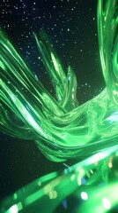 Wall Mural - abstract green energy flow, cosmic background, futuristic design, website banner