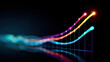 © INT888 - Flowing abstract data lines in vibrant colors showing productivity growth and dynamic progress on dark background with glowing points and smooth curves