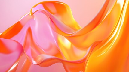 Wall Mural - abstract orange pink fluid flow, smooth curves, soft background, design element