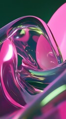 Wall Mural - abstract pink green liquid swirls background
