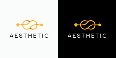 Poster - aesthetic star connection vector logo design in the form of an infinity symbol with a luxurious, cle