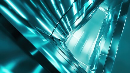 Wall Mural - abstract teal glass corridor interior