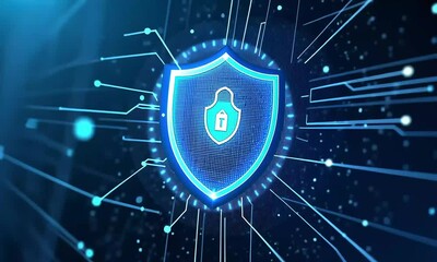 Abstract digital shield graphic for security concept