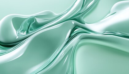 Poster - Abstract Green and White Flowing Texture Background