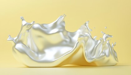 Fototapete - Abstract White Liquid Splash on Yellow Background