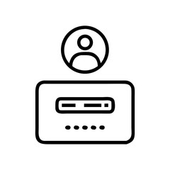 Aufkleber - Simple black and white login page icon with a person and password field, suitable for web development tutorials and UI design resources.

