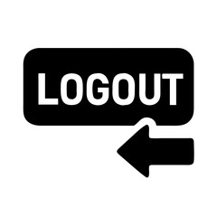 Poster - Black 'LOGOUT' button with an arrow pointing left, for user interface and web design on tech blogs and development sites.