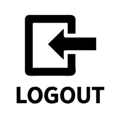 Poster - Black logout icon with an arrow pointing left into a doorway shape, above the word 