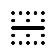 Poster - Black dots arranged in rows and columns with a horizontal bar across the middle of the arrangement
