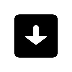 Poster - Black rectangle with rounded corners containing a white arrow pointing downwards in the center area
