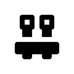 Poster - Illustration of a black abstract shape with two square openings and rounded edges on a white background