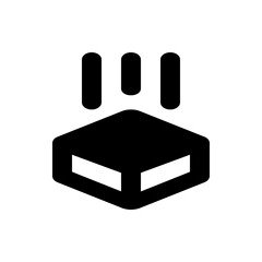 Poster - Black cube with three vertical rounded rectangles above it on a white background in simple vector style