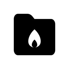 Poster - Black folder icon with rounded corners containing a white flame symbol centered in the folder space