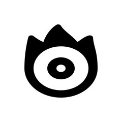 Poster - Stylized black and white image of a flame like shape with concentric circles and a dot in the center