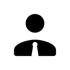 Poster - Silhouette of a person with a round head and wide shoulders with a tie like shape in the center
