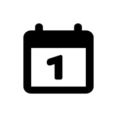 Poster - Black and white calendar icon displaying the first day of the month with rounded corners and simple design