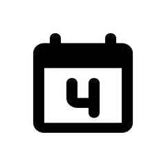 Poster - Black and white calendar icon displaying the fourth day of the month as a simple graphic element