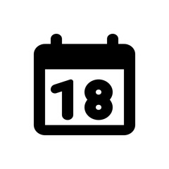 Poster - Black and white calendar icon displaying the date eighteenth with rounded corners and simple design style