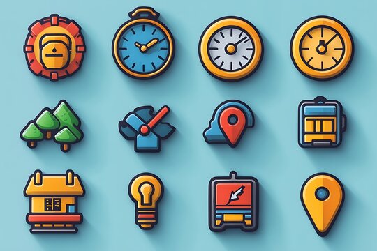 Minimal vector pack with date, time, and address-related symbols.