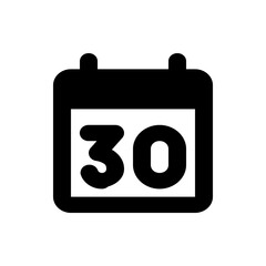 Poster - Illustration of a calendar icon displaying the number thirty in bold black on a white background design