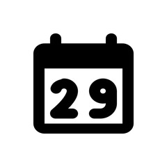 Poster - Illustration of a black calendar icon displaying the number twenty nine on a white background design element