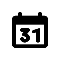 Poster - A black and white calendar icon showing the date as the thirty first day of the month in bold font