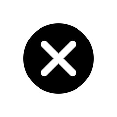 Poster - a black circle containing a white x shape in the center indicating a close or delete function icon d