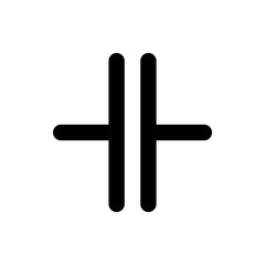 Poster - Illustration of a capacitor symbol with two vertical lines and horizontal lines on either side exactly