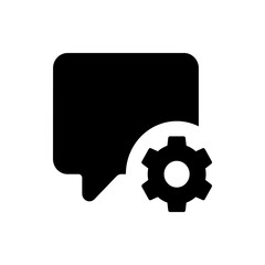 Poster - Black speech bubble with rounded corners overlapping a gear icon on a white background illustration