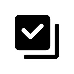 Poster - Black square with rounded corners containing a white check mark and a partial frame to the right