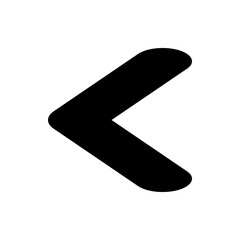 Poster - A simple black left arrow with rounded edges pointing towards the left direction on a white background view