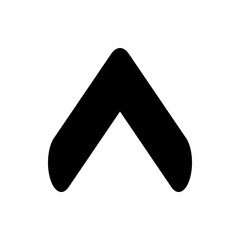 Poster - A simple black chevron arrow pointing upwards with rounded edges on a plain white background design element