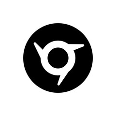 Poster - A black circle containing a white circular shape with three pointy extensions evenly spaced around it