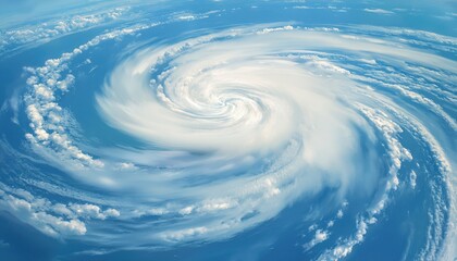 Aufkleber - swirling aerial view of cyclone cloud vortex in blue sky ideal for weather blog, print cover, abstract web background, or storm branding graphic

