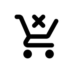 Poster - Black shopping cart with a cross mark indicating removal or cancellation of items in the basket icon design
