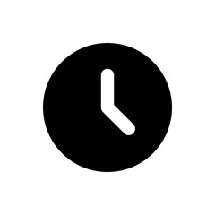 Poster - Illustration of a simple black clock with white hands indicating the time on a circular face design