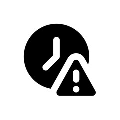 Poster - clock icon with hands indicating time and an alert triangle symbol indicating a potential issue or w