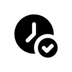 Poster - A black clock with white hands showing a time and a checkmark indicating task completion or scheduling success