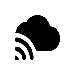 Poster - Black cloud with wifi symbol representing cloud computing and wireless connectivity on white background
