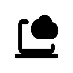 Poster - Illustration of a laptop computer with a cloud above it in a simple black and white design style icon