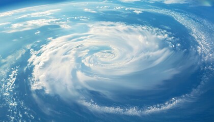 Aufkleber - swirling aerial view of cyclone cloud vortex in blue sky ideal for weather blog, print cover, abstract web background, or storm branding graphic

