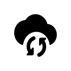 Poster - Black cloud icon with two circular arrows indicating a sync or update process in a simple graphic form