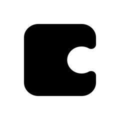 Poster - Black square with rounded corners and a white semi circle cut out on the right side of the square shape